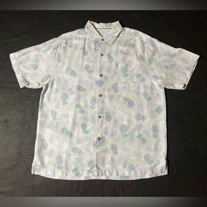 Tommy Bahama Men’s Pineapple Print Shirt Size Large 100% Silk Hawaiian Style